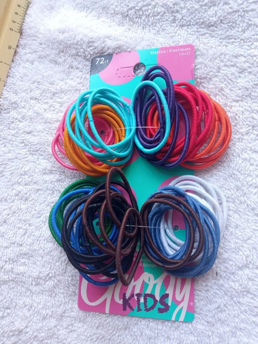 72 Goody Color Thin 2mm No Metal Ponytailer Hair Bands White Blues Ouchless Kids